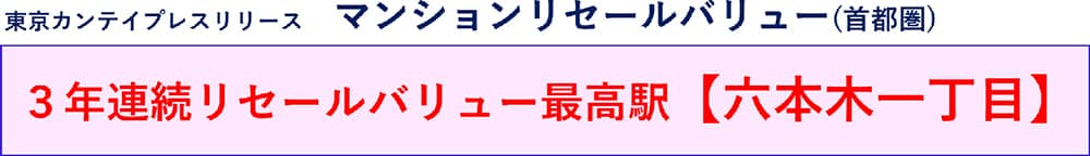 3年連続リセールバリュー最高駅【六本木一丁目】